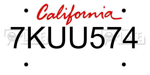 7KUU574 California License Plate