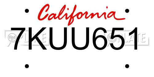 7KUU651 California License Plate