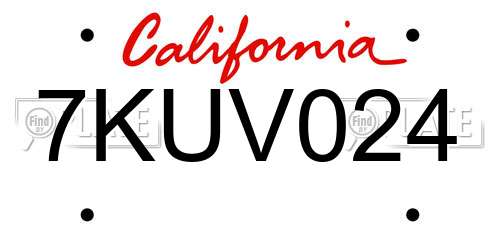 7KUV024 California License Plate