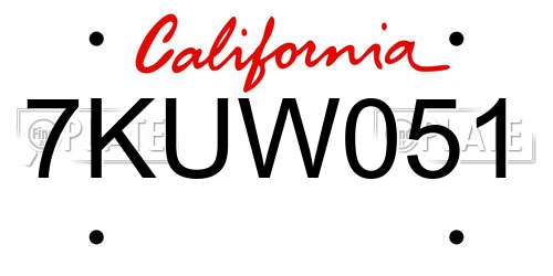7KUW051 California License Plate