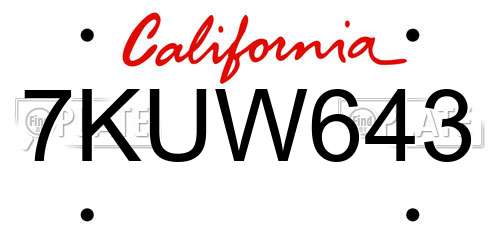 7KUW643 California License Plate