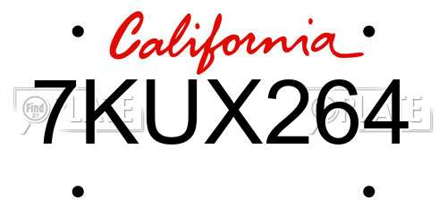 7KUX264 California License Plate
