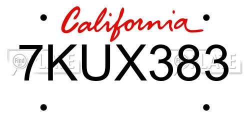 7KUX383 California License Plate