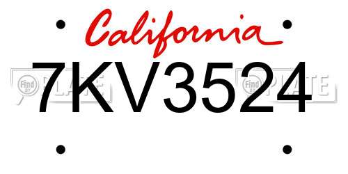 7KV3524 California License Plate