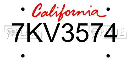 7KV3574 California License Plate