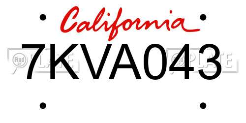 7KVA043 California License Plate