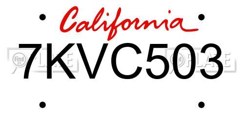 7KVC503 California License Plate