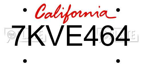 7KVE464 California License Plate