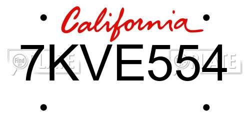 7KVE554 California License Plate