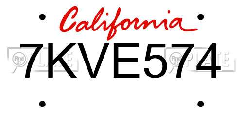 7KVE574 California License Plate
