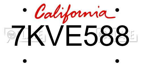 7KVE588 California License Plate
