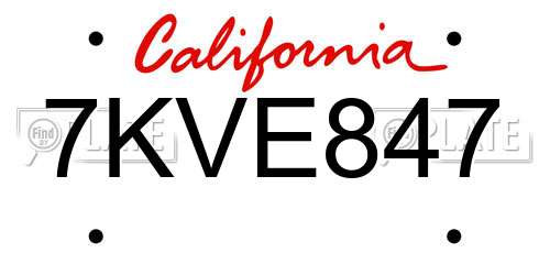 7KVE847 California License Plate