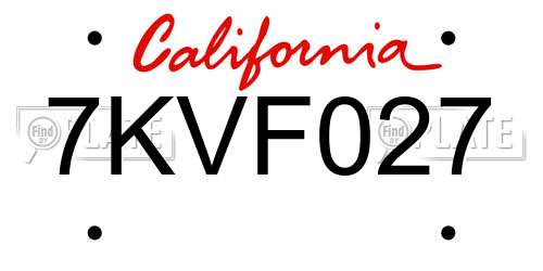 7KVF027 California License Plate