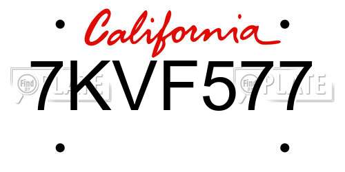 7KVF577 California License Plate