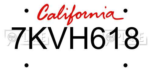 7KVH618 California License Plate