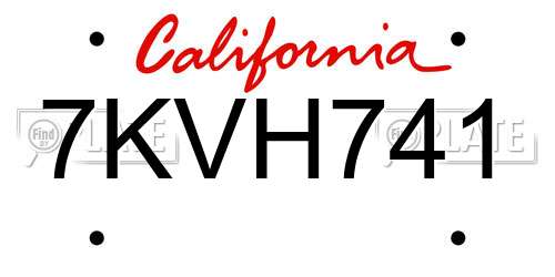7KVH741 California License Plate