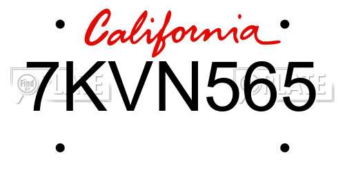 7KVN565 California License Plate