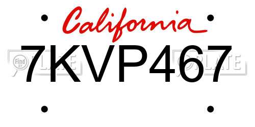 7KVP467 California License Plate