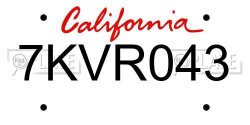7KVR043 California License Plate