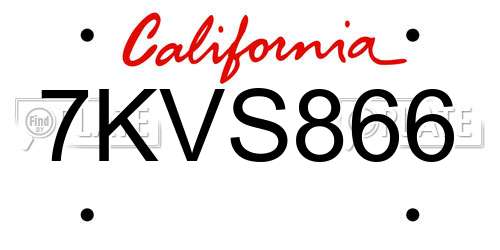 7KVS866 California License Plate