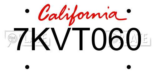 7KVT060 California License Plate