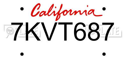 7KVT687 California License Plate