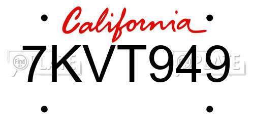 7KVT949 California License Plate