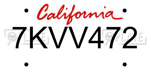 7KVV472 California License Plate
