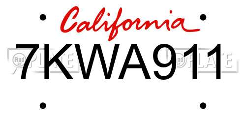 7KWA911 California License Plate
