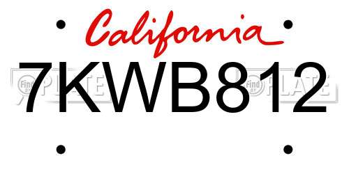 7KWB812 California License Plate