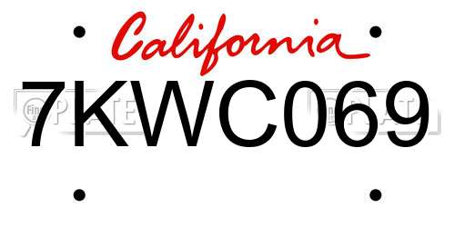 7KWC069 California License Plate