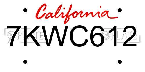 7KWC612 California License Plate