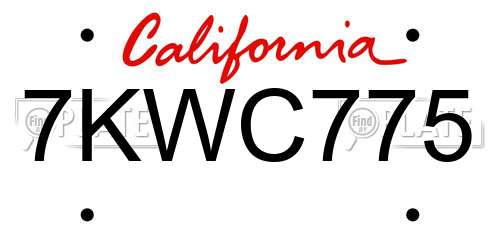 7KWC775 California License Plate