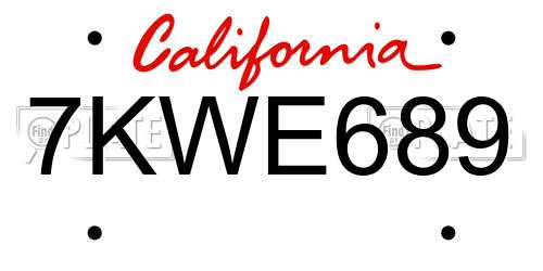 7KWE689 California License Plate
