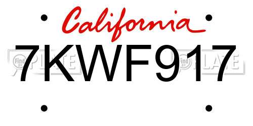 7KWF917 California License Plate