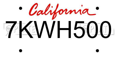 7KWH500 California License Plate