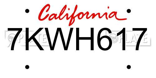 7KWH617 California License Plate
