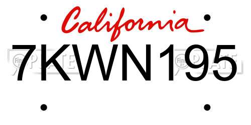 7KWN195 California License Plate