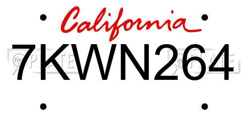 7KWN264 California License Plate