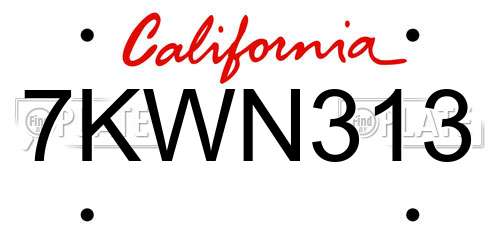 7KWN313 California License Plate