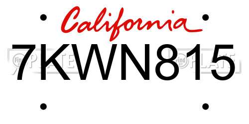 7KWN815 California License Plate