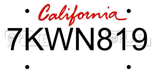 7KWN819 California License Plate
