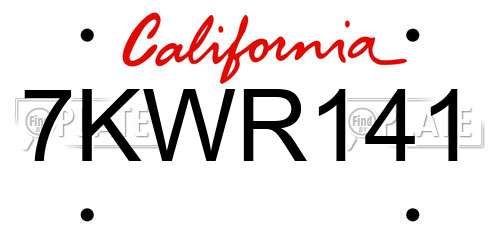 7KWR141 California License Plate