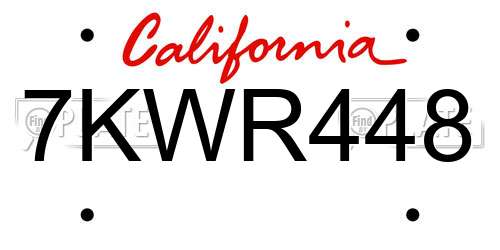 7KWR448 California License Plate