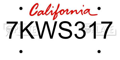 7KWS317 California License Plate