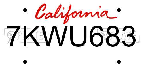 7KWU683 California License Plate
