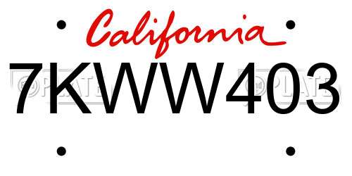 7KWW403 California License Plate