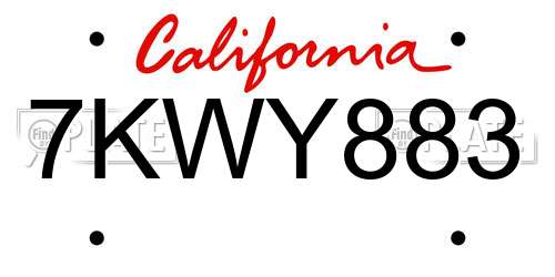 7KWY883 California License Plate