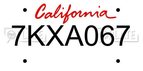 7KXA067 California License Plate