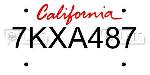 7KXA487 California License Plate